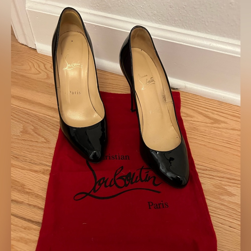 Christian Louboutin Dolly Pump 85mm Pumps, Patent Calf Leather, Ultra Black 37.5